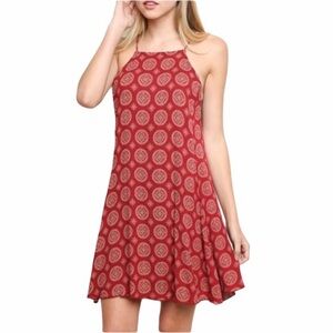 Brandy Melville Dress Abigail Red Medallion Print Shift Slip Womens Size OS
